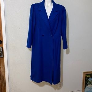 Jill Jr Blue Wool Coat - Midi Length - 2 Pockets - Not Worn - size 14